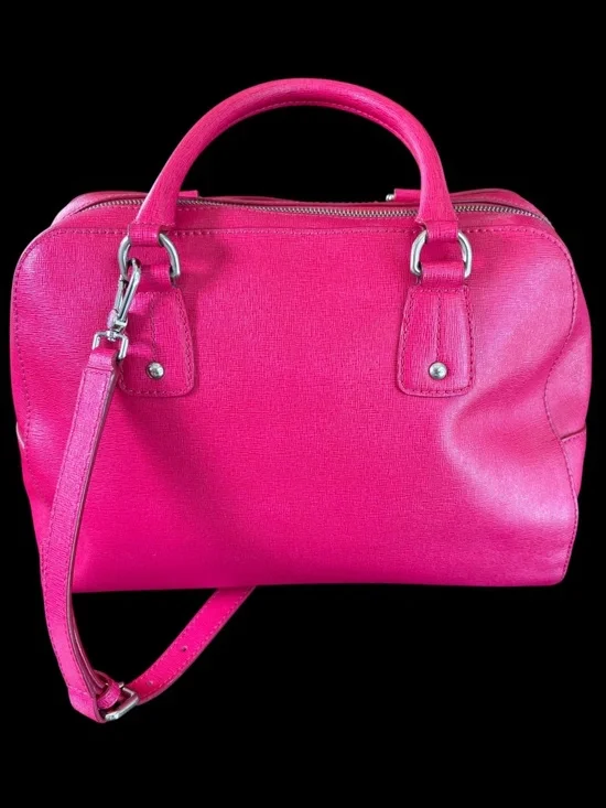 Furla Hot Pink Saffiano Leather Satchel Bag w/ Crossbody Strap - Picture 2 of 9